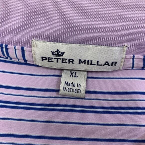 Peter Millar Polo Shirt Mens XL Orchid Purple Blue Striped Performance Golf - Picture 4 of 10